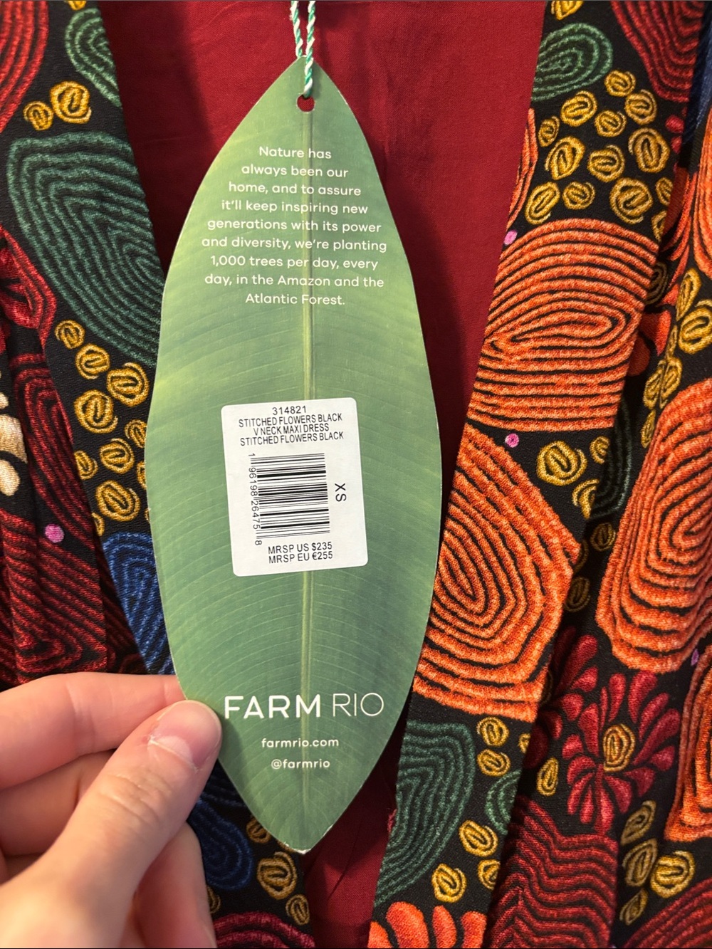 FARM Rio Multi-Color Floral Maxi Dress - Orange, Green, Blue, Red - Picture 4 of 7